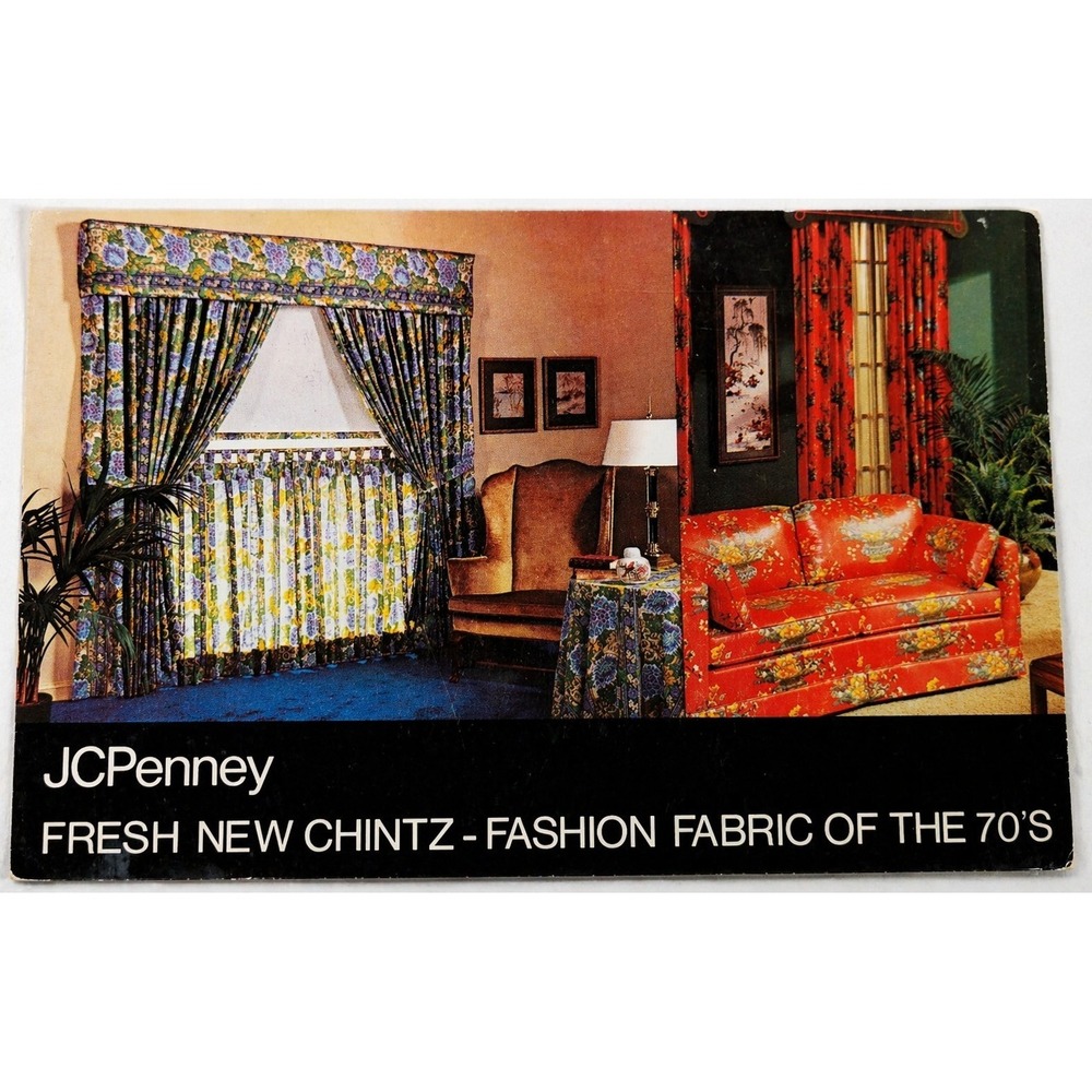Vintage JCPenney Custom Decorating Advertising Postcard Fresh New Chintz Fabric